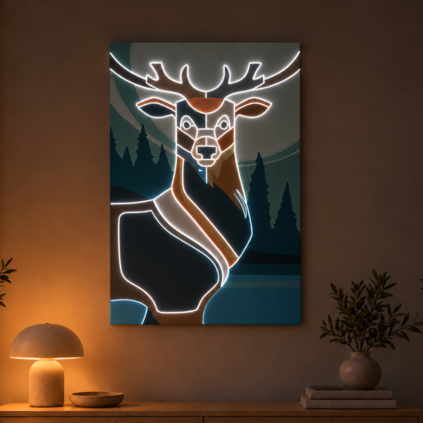 Geometric Deer illuminated at night