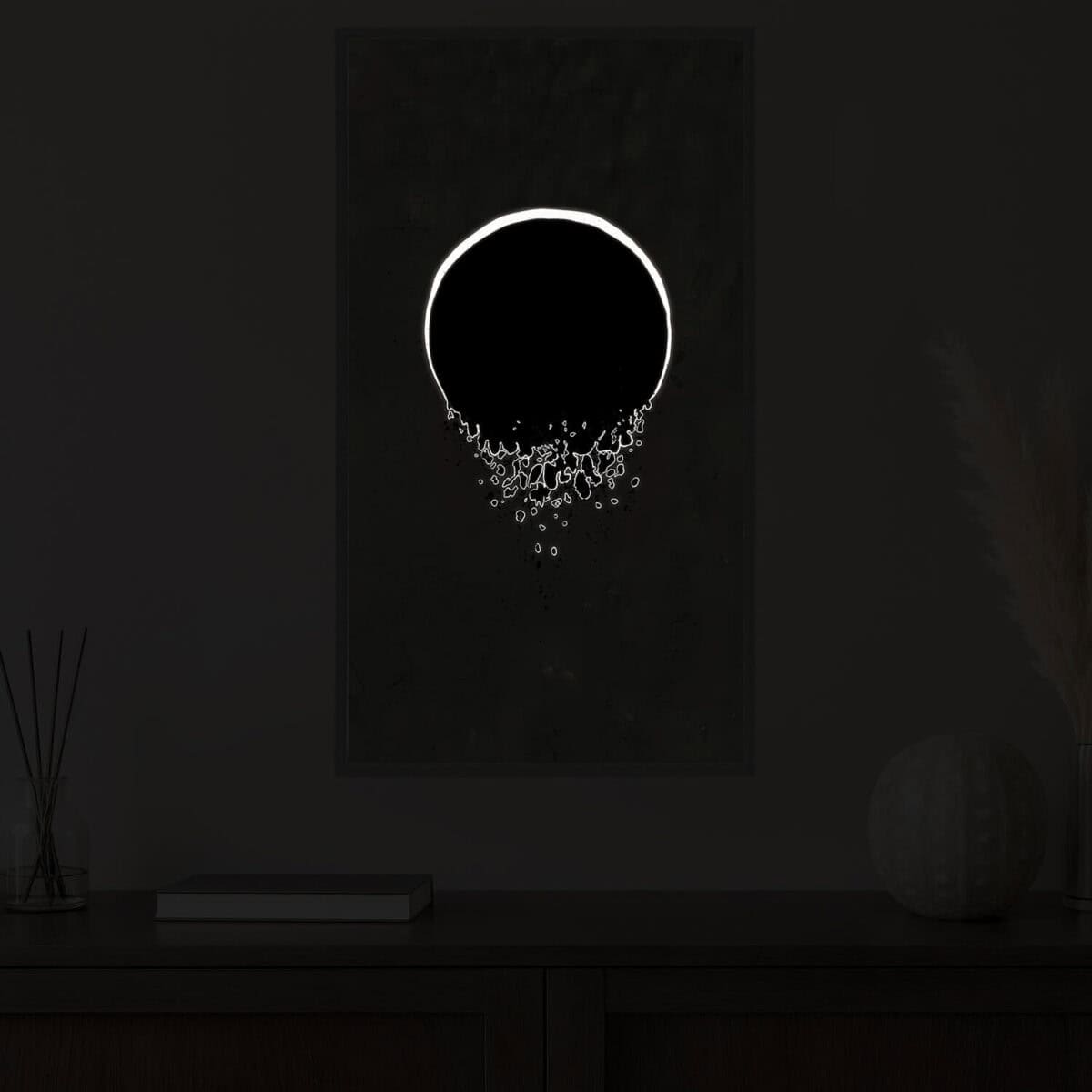 illuminated led light circle minimalist wall art
