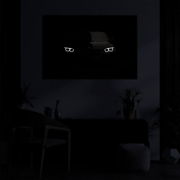 BMW M3 illuminated at night