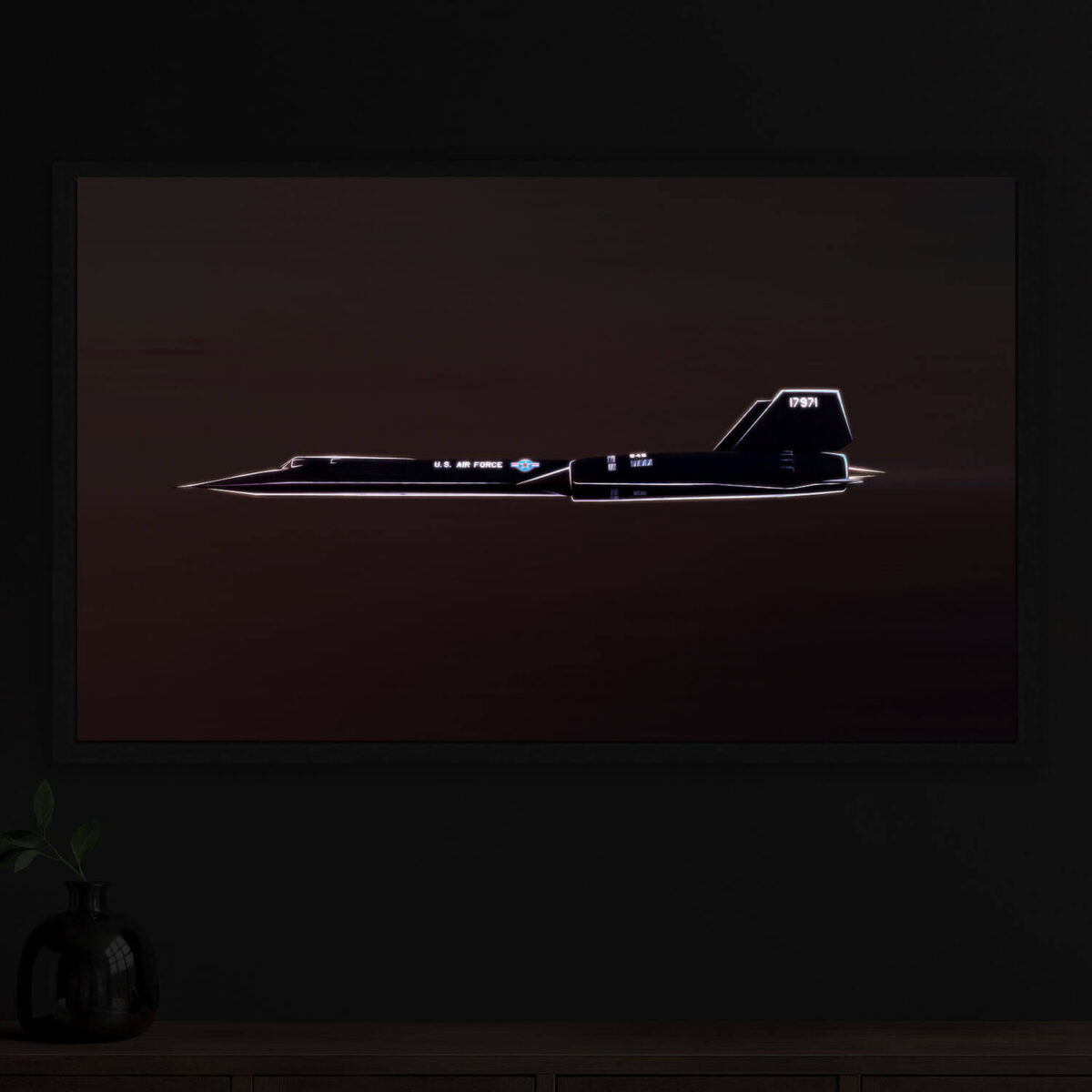 night Led Light wall art US Air Force Fighter Jet zoomed in