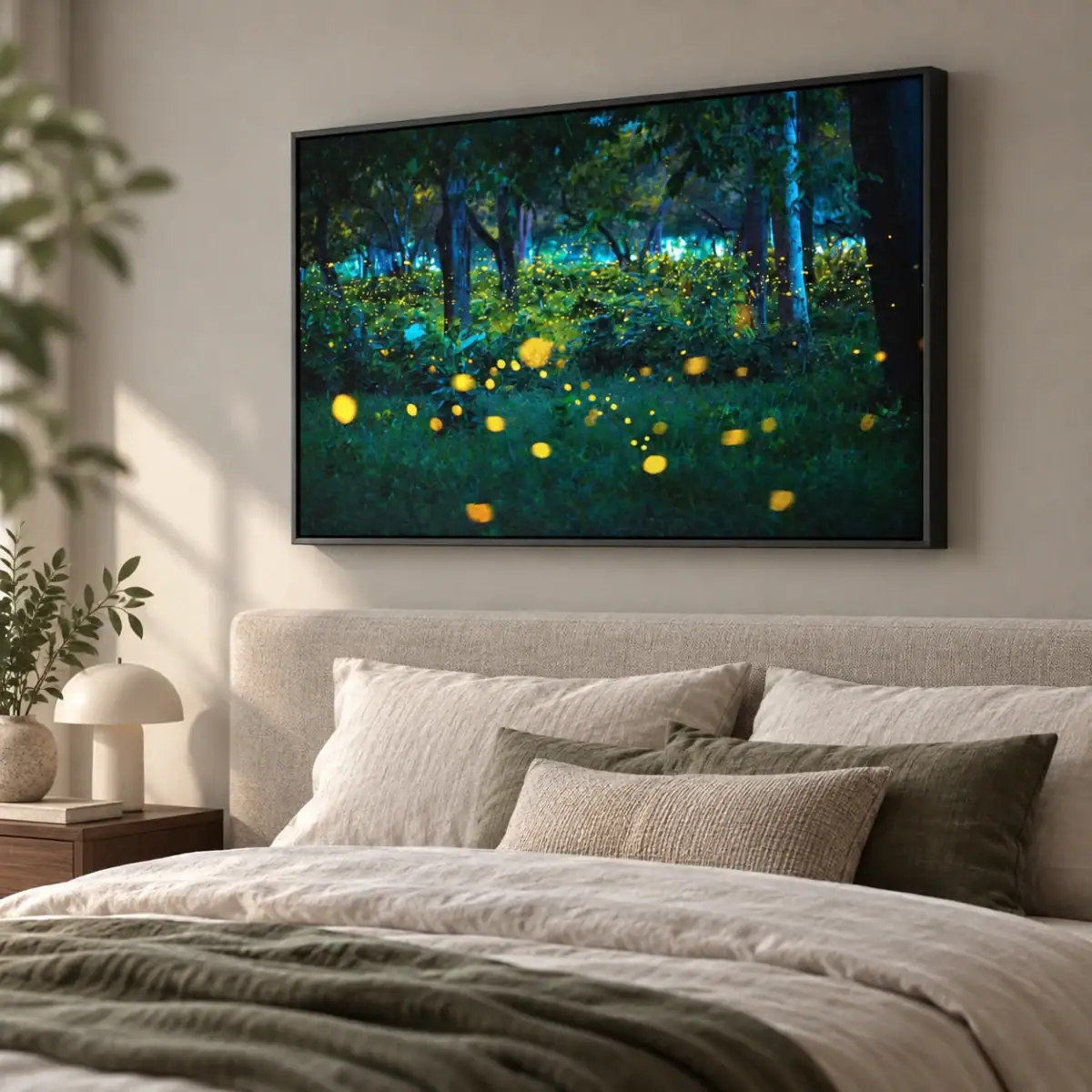 Night Fireflies canvas artwork in daylight