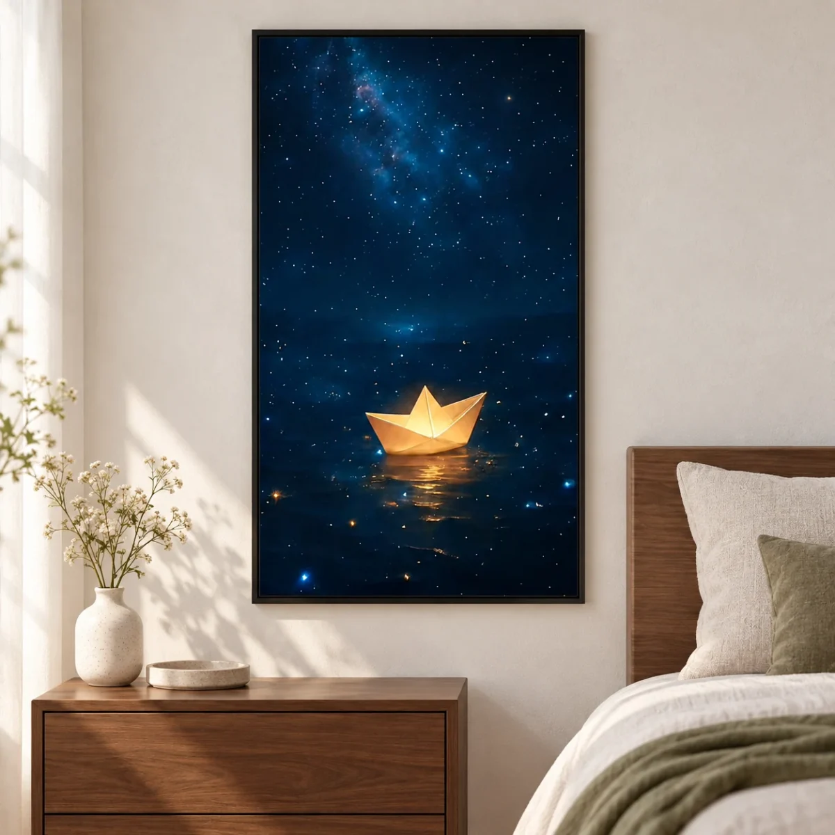 Paper Boat Light Painting canvas artwork in daylight