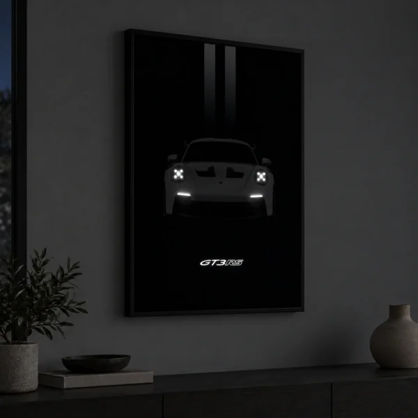 Porsche 992 GT3 RS illuminated at night