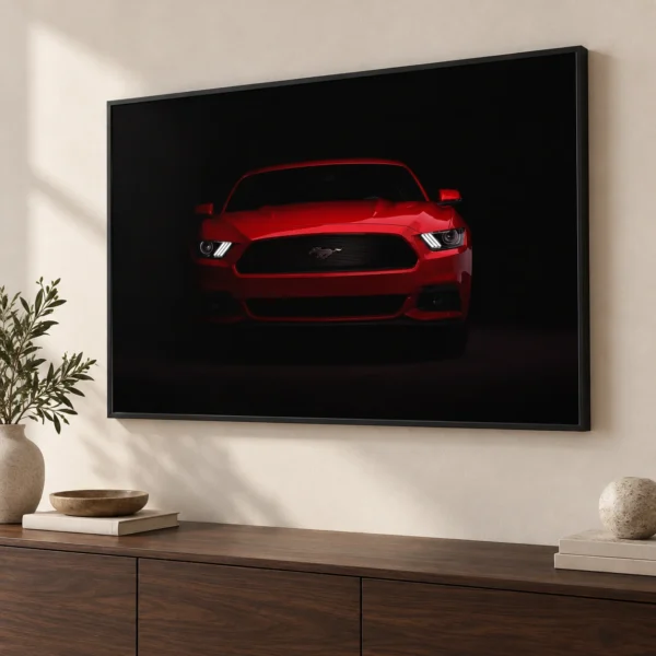 RED Mustang in daylight