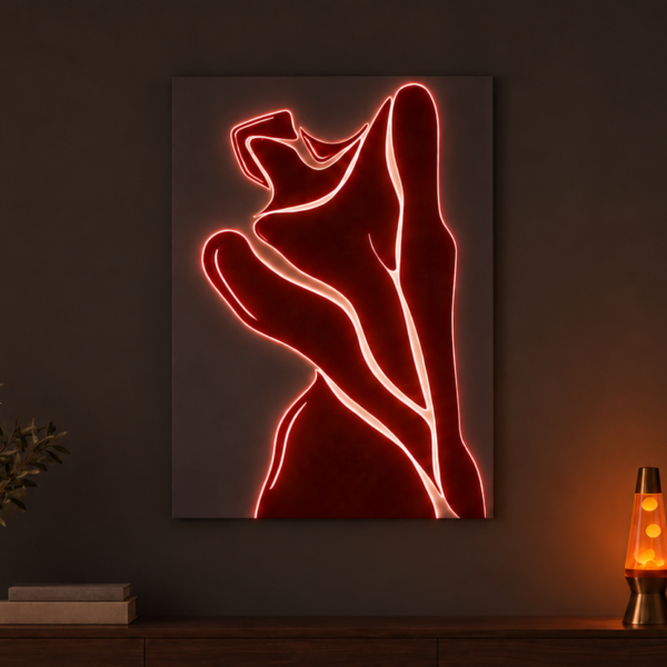 Scarlet Abstract illuminated at night