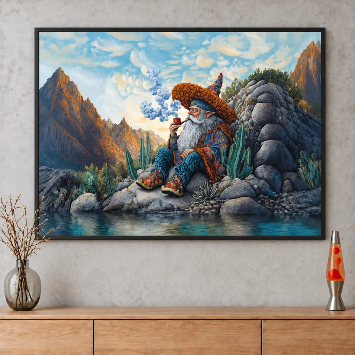 Magic Dwarf canvas artwork in daylight