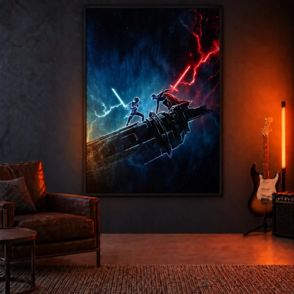 Lightsaber Duel illuminated at night