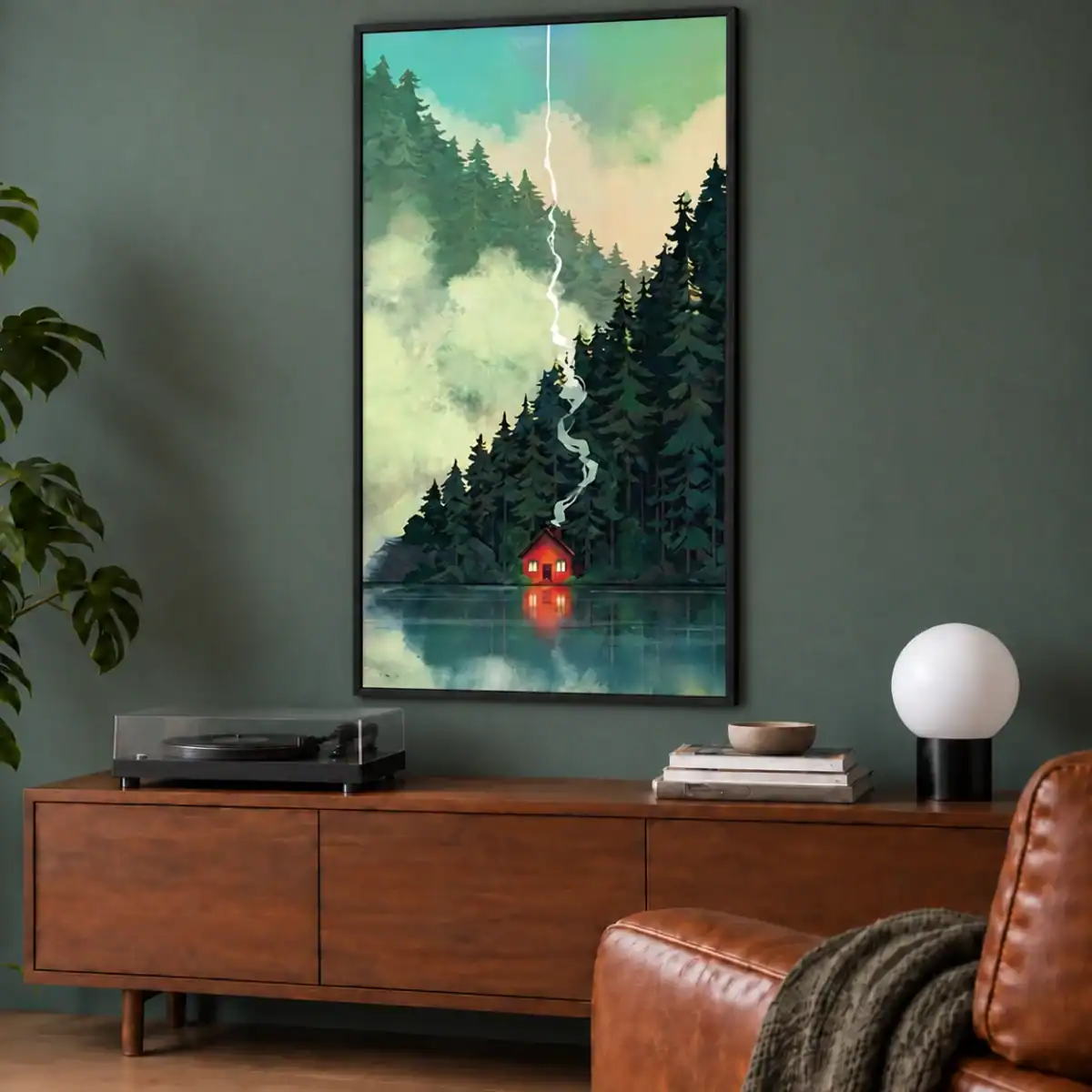 Cozy Cabin canvas artwork in daylight