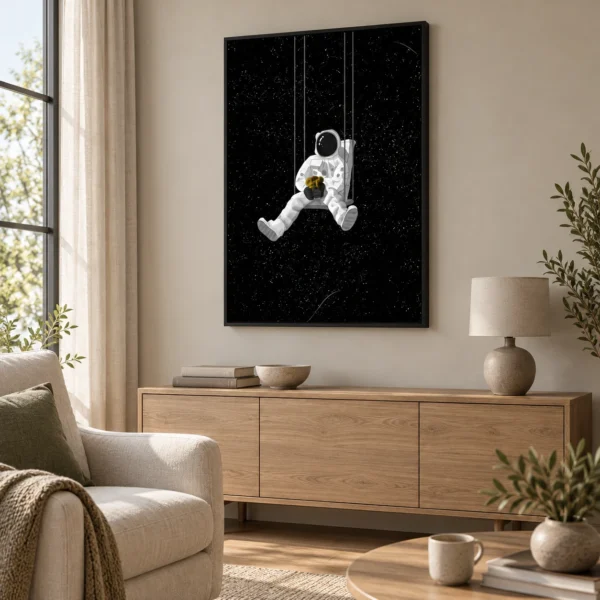 Astronaut On the Swings in daylight
