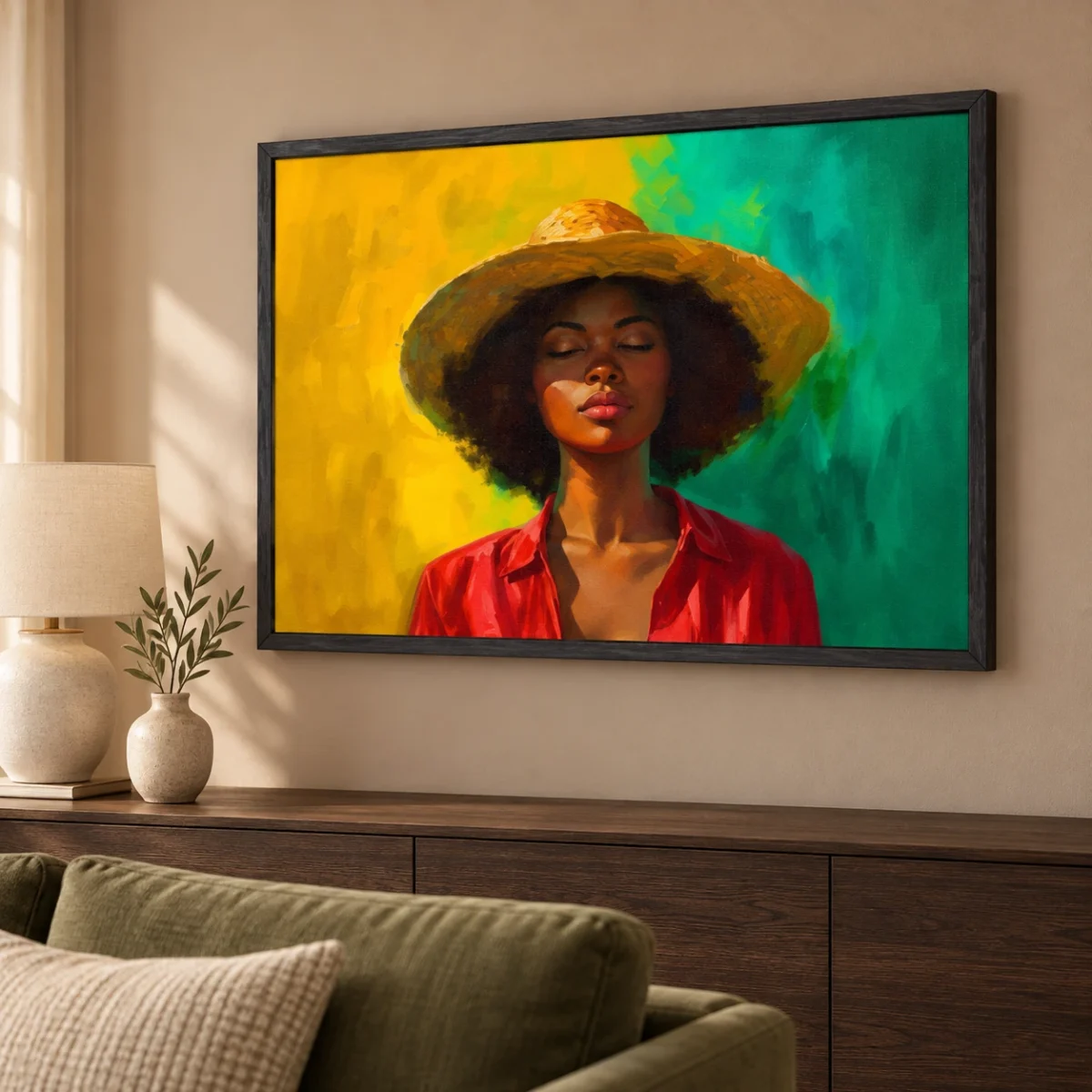 Calm canvas artwork in daylight