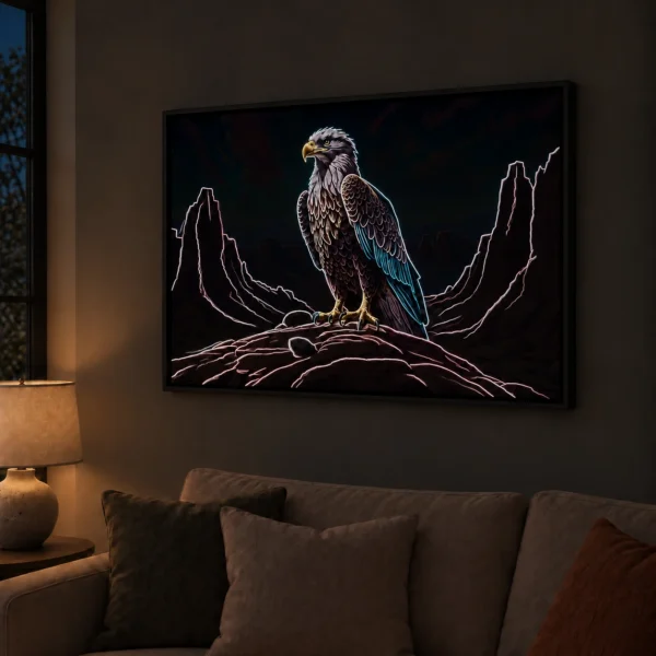 Canyon Eagle illuminated at night