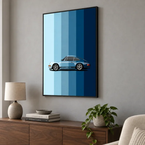 Classic Blue Porsche 911 in daylight