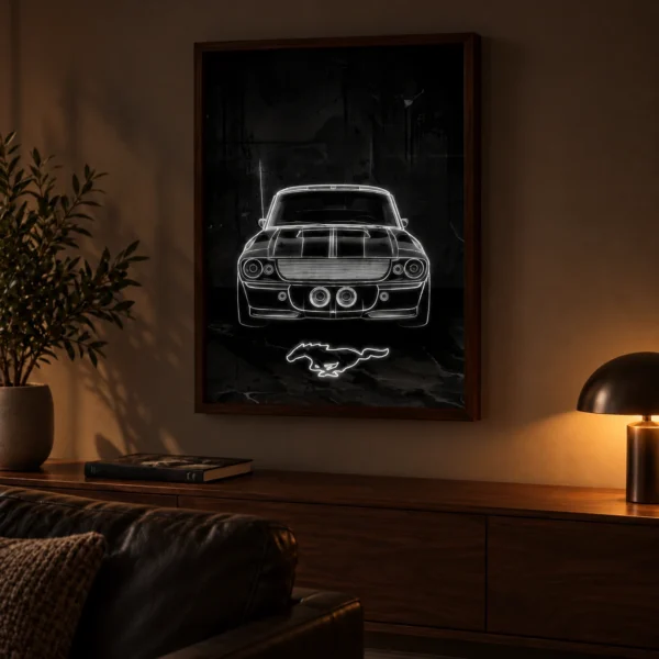 Eleanor Mustang illuminated at night