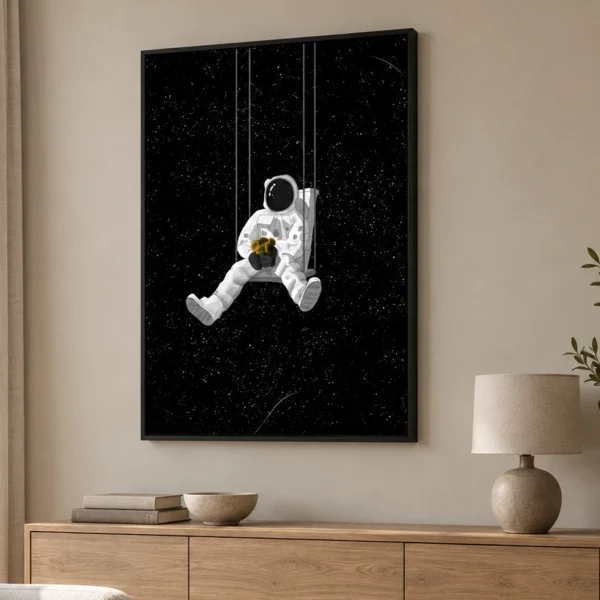 Astronaut On the Swings in daylight