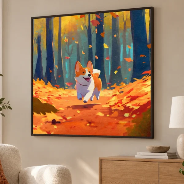Autumn Forest Corgi in daylight