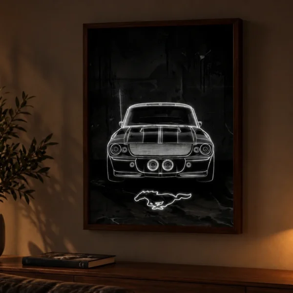 Eleanor Mustang illuminated at night