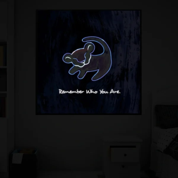 Remember Who You Are illuminated at night