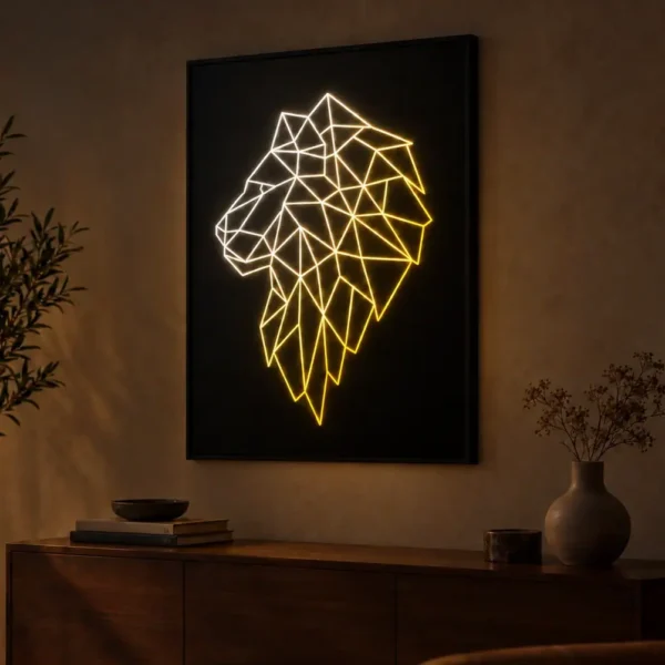 Wild Lion illuminated at night