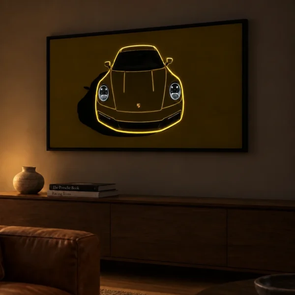 Porsche 992 GT3RS illuminated at night