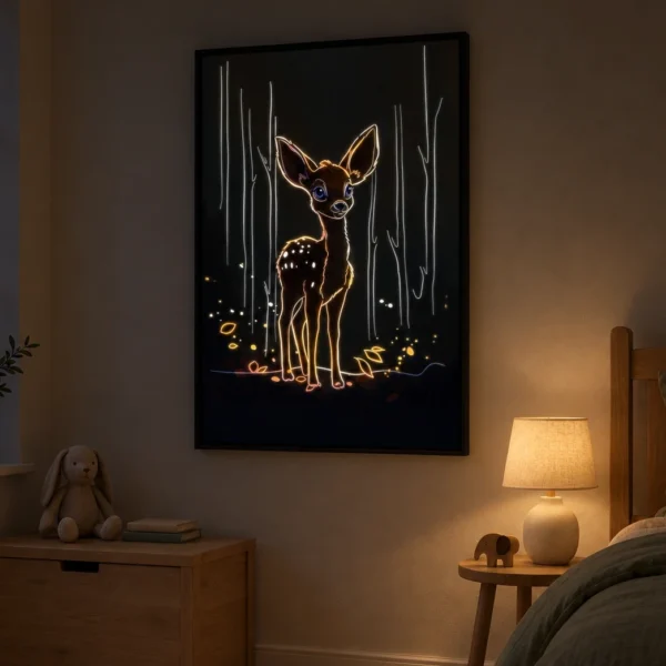 Oh Deer! illuminated at night