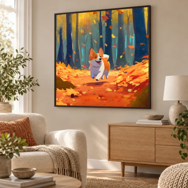 Autumn Forest Corgi in daylight