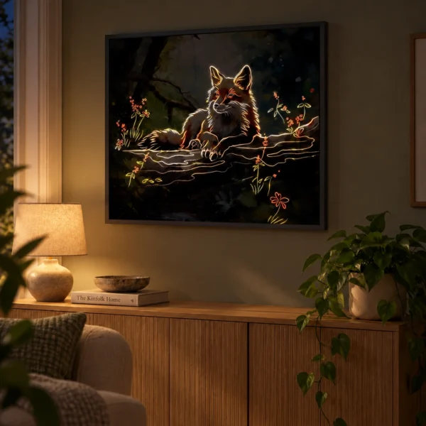 Forest Whisper illuminated at night