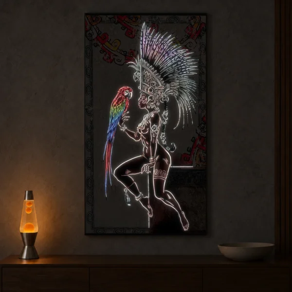 Goddess — détails lumineux allumés la nuit