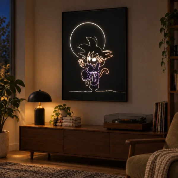Goku's Focus illuminated at night