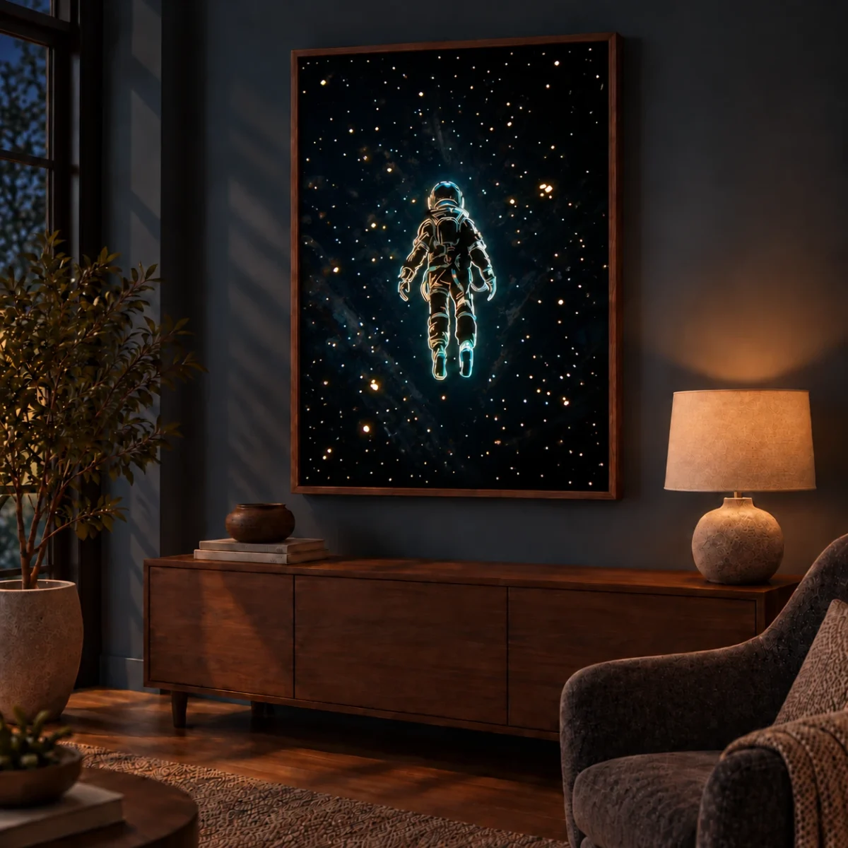 Interstellar with illuminated details at night