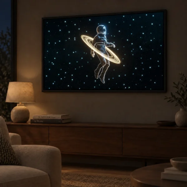 Lost in Space illuminated at night