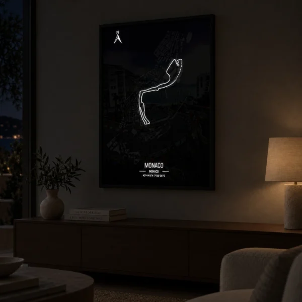 Monaco Racing Track illuminated at night
