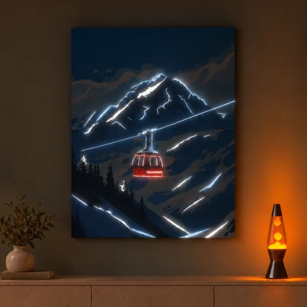 Alpine Gondola illuminated at night
