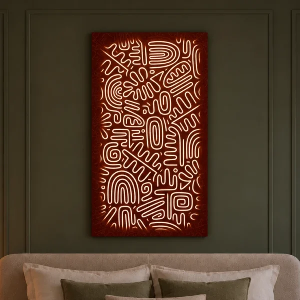 Ember Rhythm illuminated at night