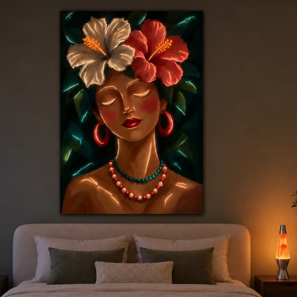 Hibiscus Muse illuminated at night