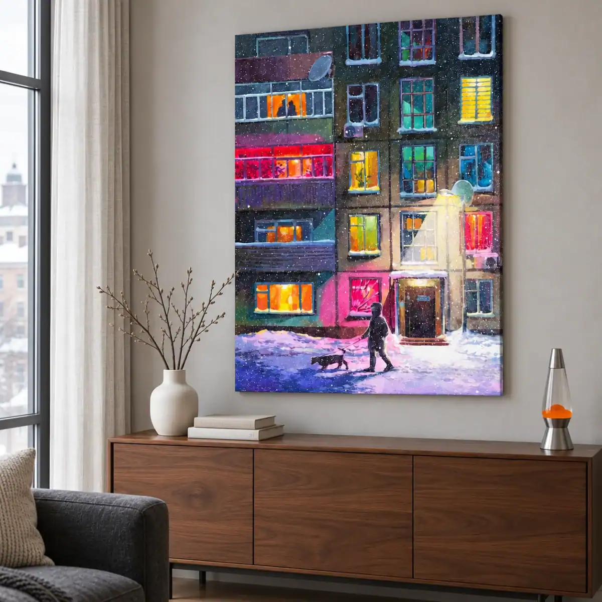 Winter Windows canvas artwork in daylight