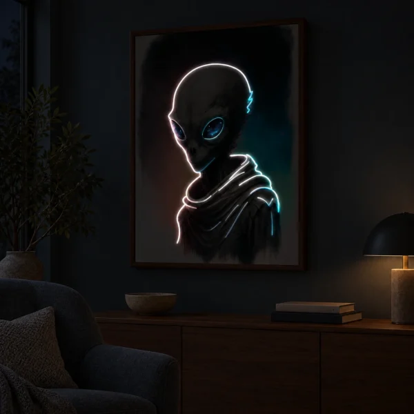 Outer Space Alien illuminated at night