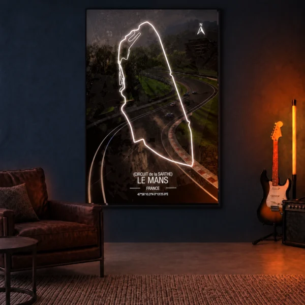 Le Mans Track illuminated at night