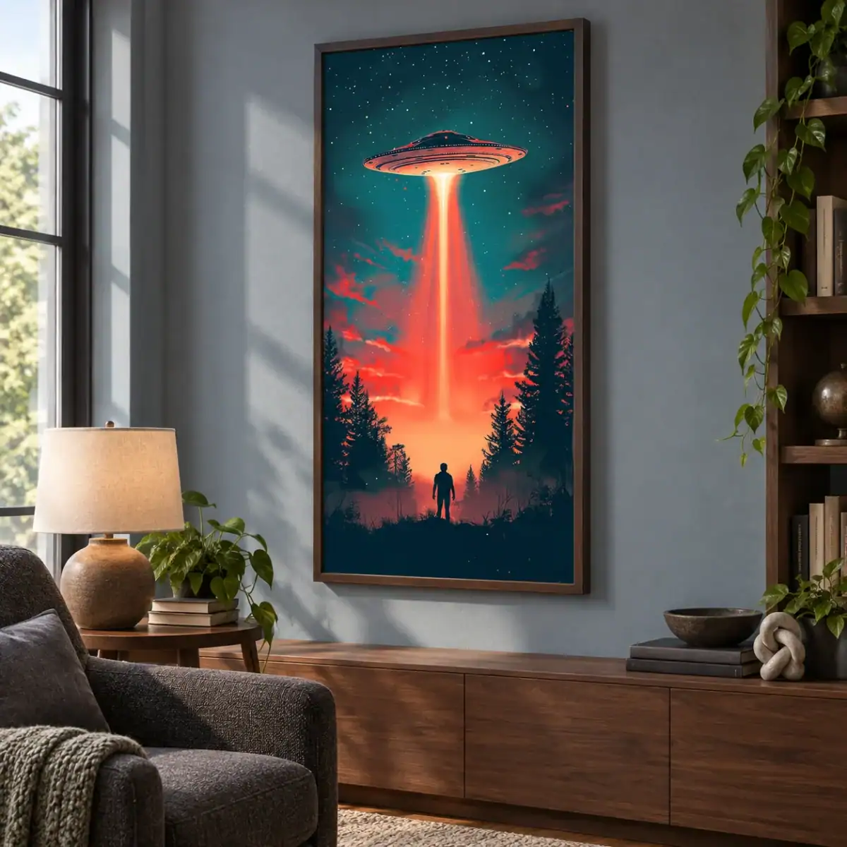 UFO Encounter canvas artwork in daylight