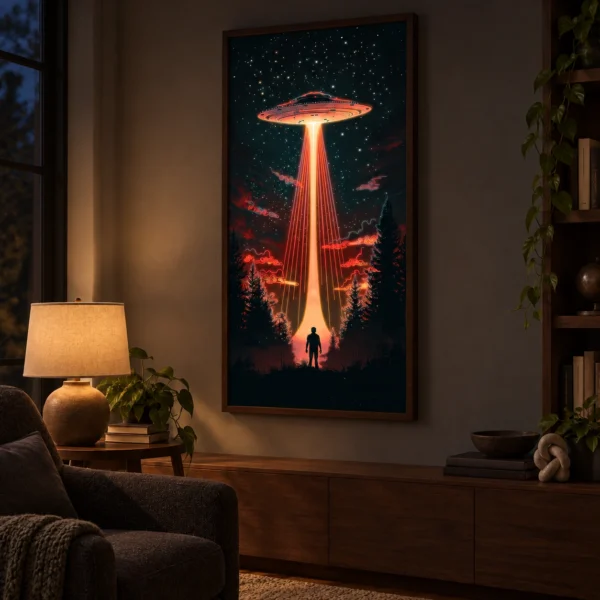 UFO Encounter illuminated at night