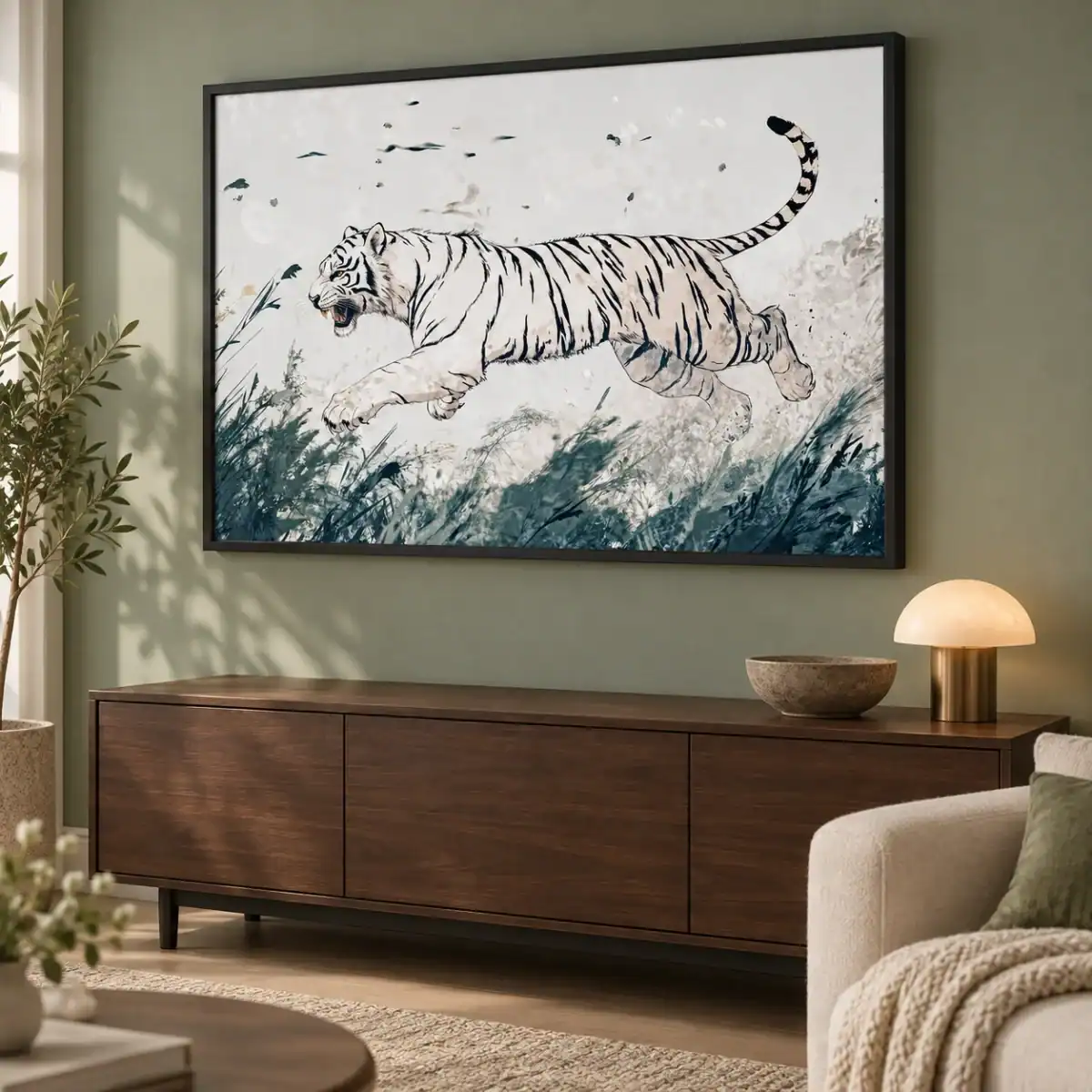 White Tiger — paveikslas ant drobės dienos šviesoje