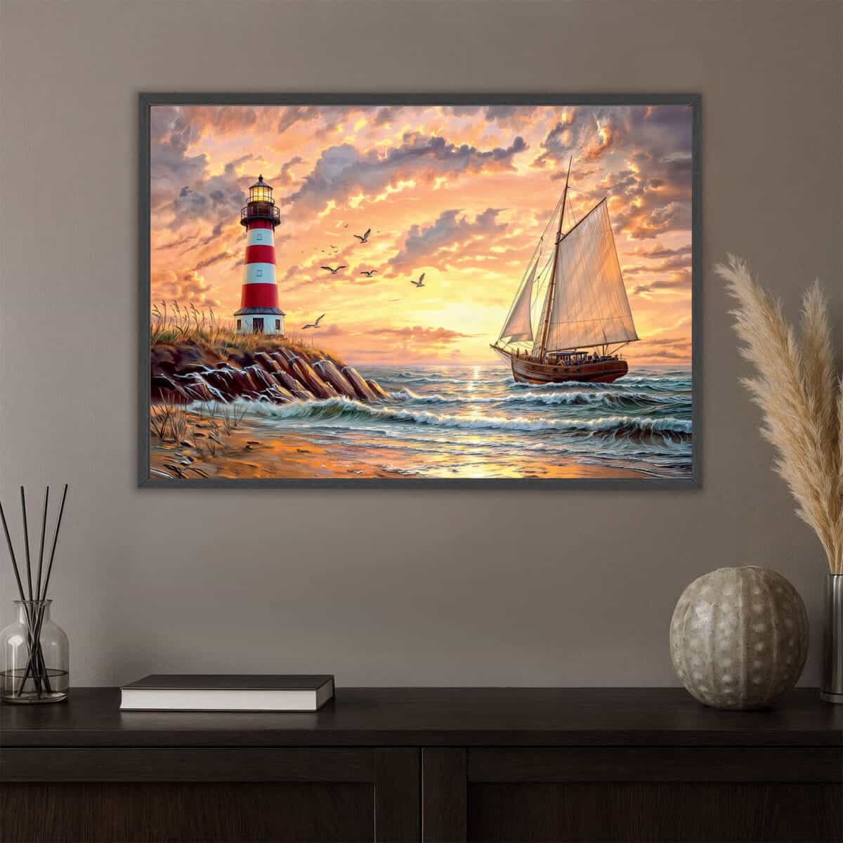 ship light painting in interior