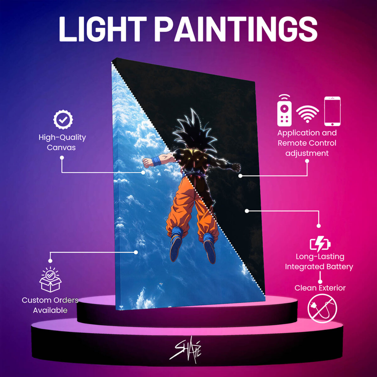 Son goku Light painting specification sheet