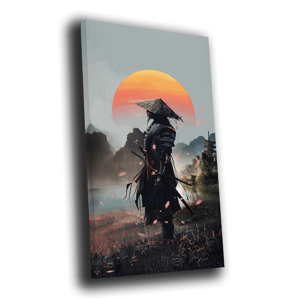 sunset samurai day time canvas art visualization