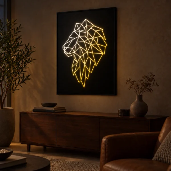 Wild Lion illuminated at night